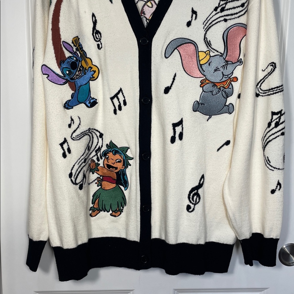 Disney 100 Musical Characters Cardigan Sx XL BoxLunch Exclusive V-neck Button Up - Picture 5 of 17